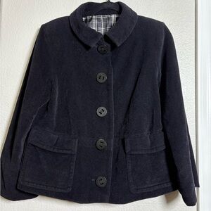 Girdear Woman’s Super Soft Black Button Up Coat w Front Pockets. Fur/Wool Blend